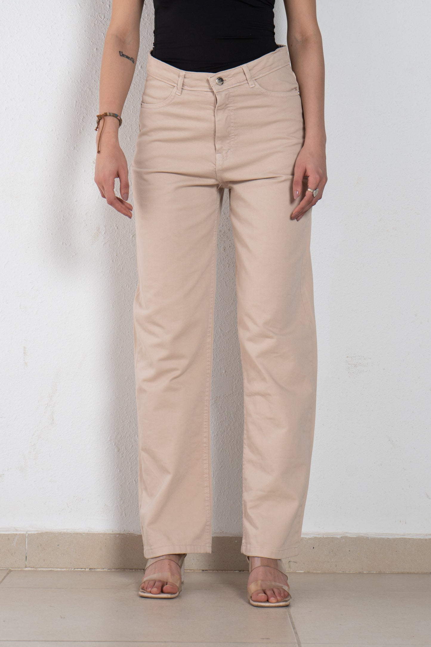 Gabardine wide leg pants