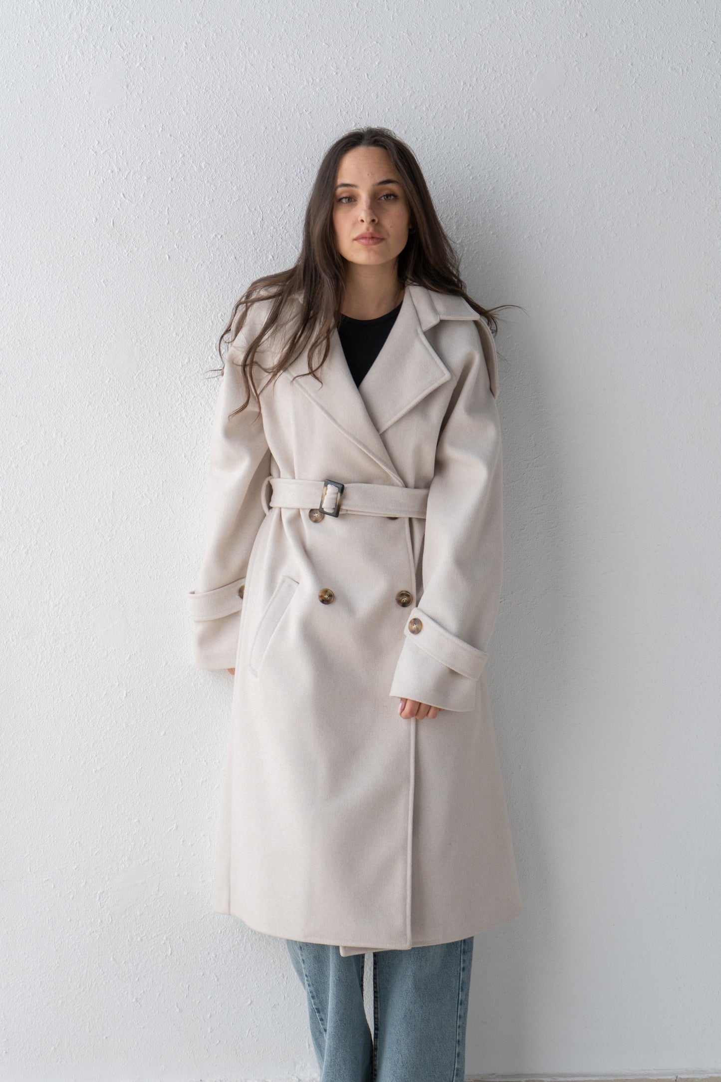 Mixed wool trench coat