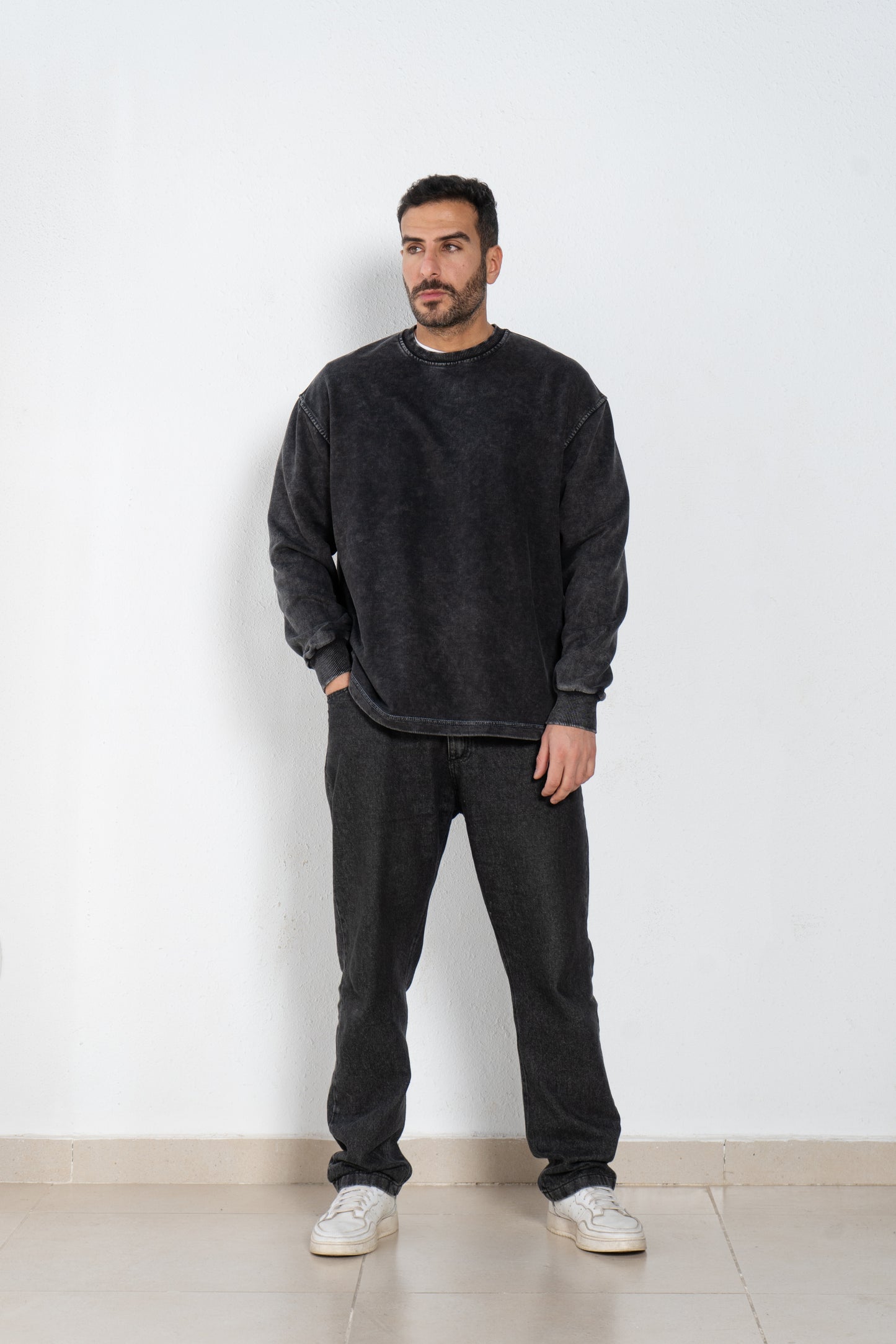 Long sleeves washed t shirt