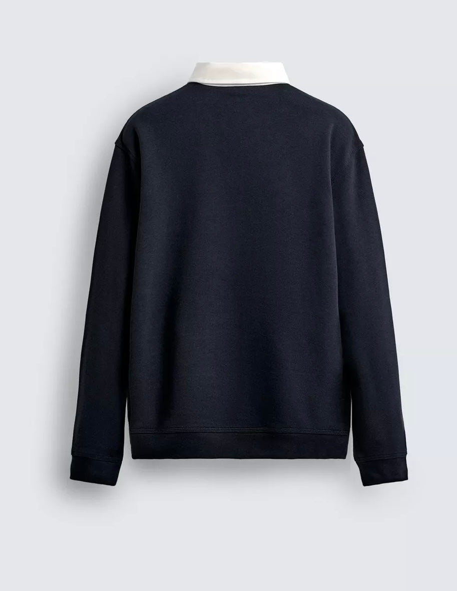 Contrast collar long sleeves polo shirt