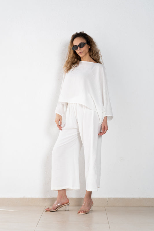 Basic linen elastic pant