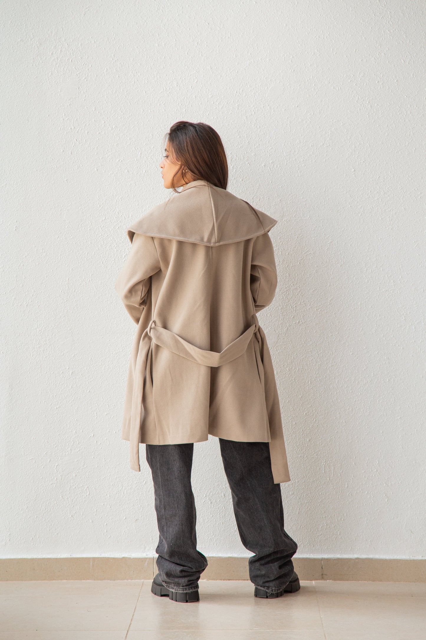 Oversized coat with wide shawl collar