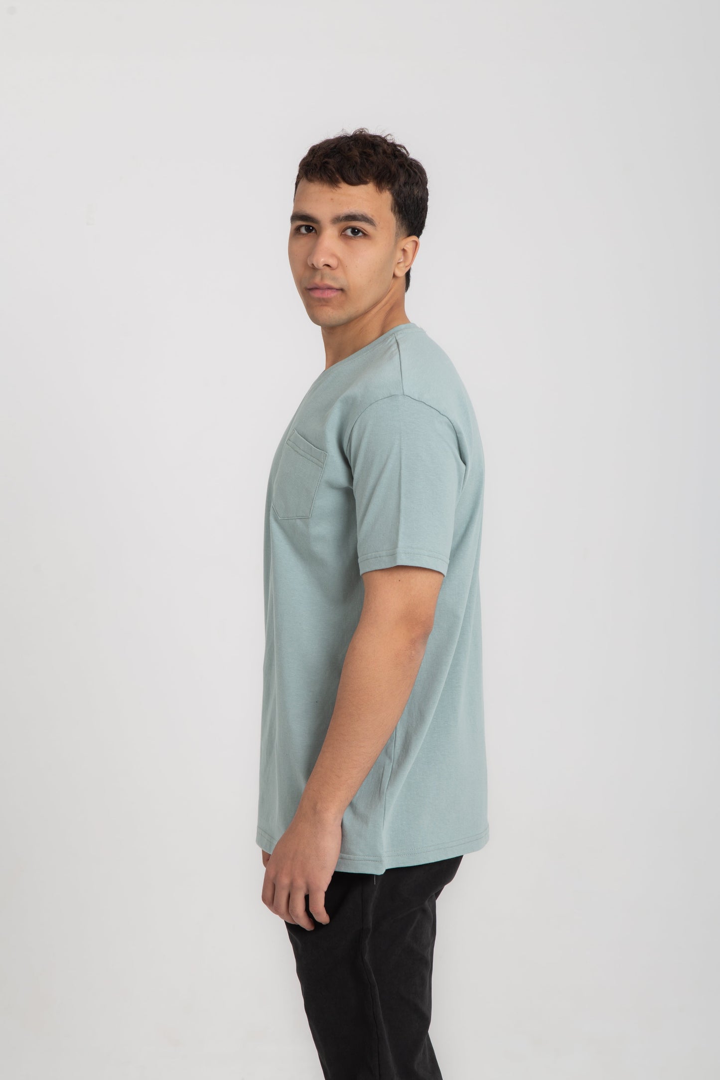 Basic cotton V neck T- shirt with side pocket