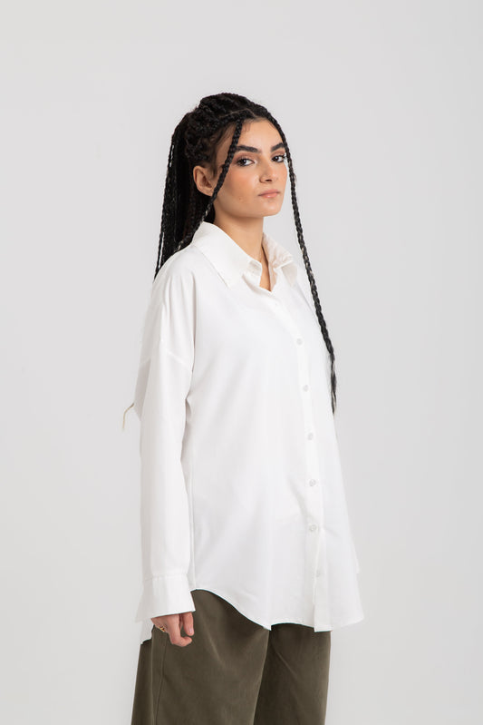 Basic oversized mixed cotton shirt