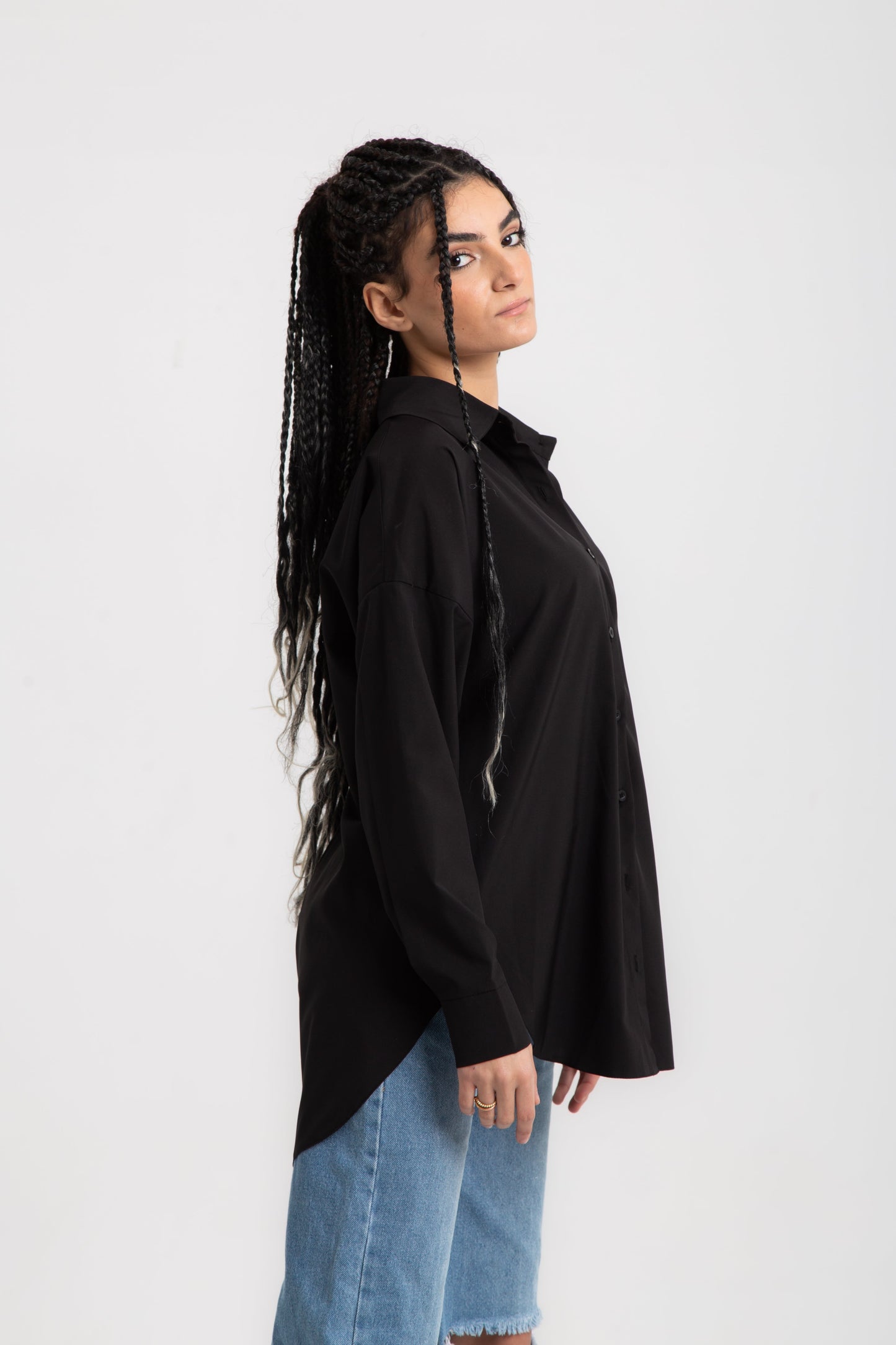 Basic oversized mixed cotton shirt