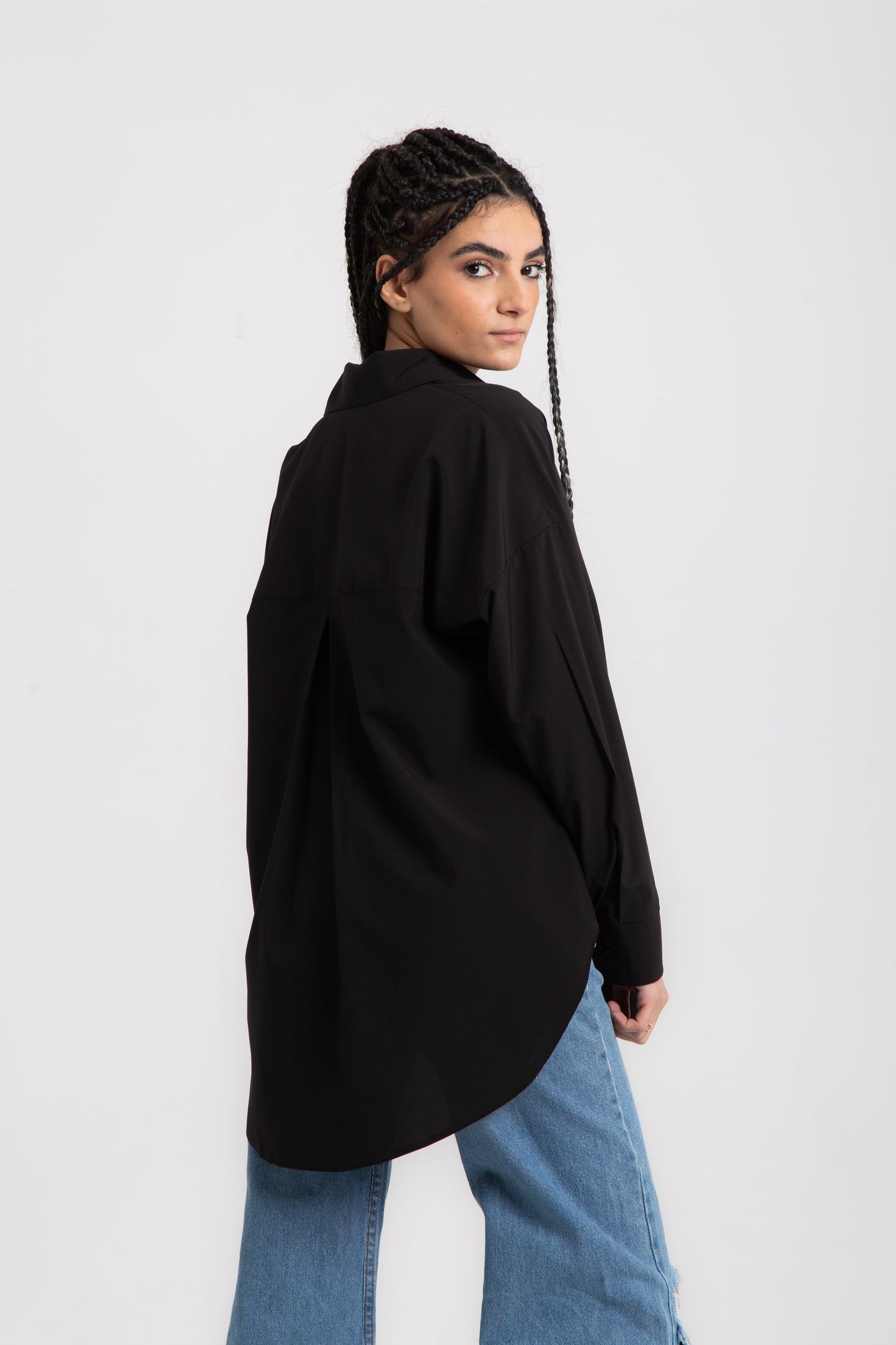 Basic oversized mixed cotton shirt