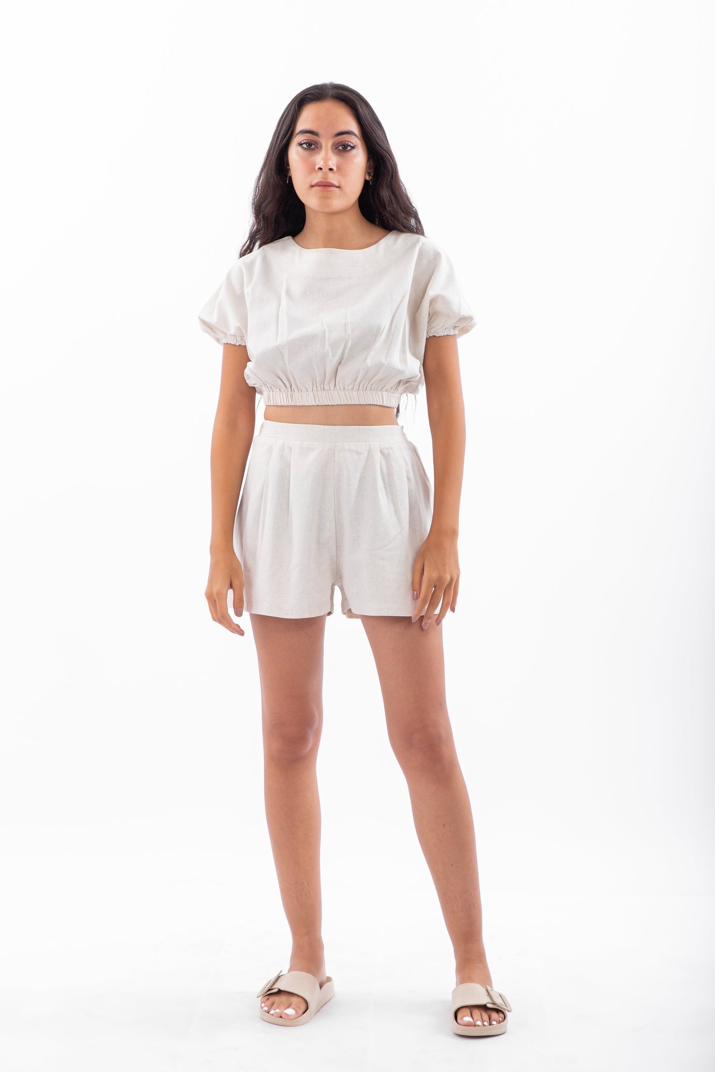 Linen top with elastic waist