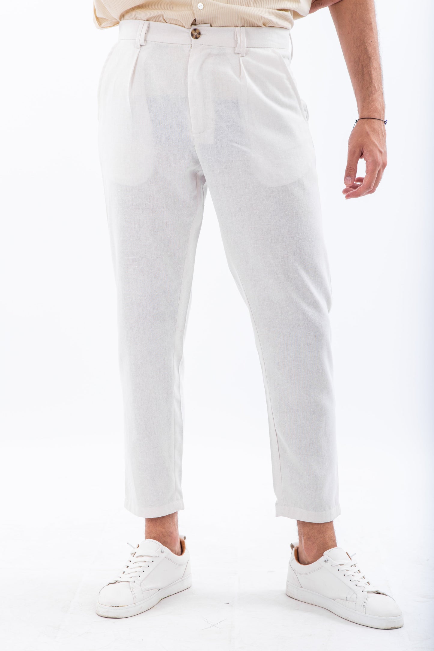 Linen slim fit pant with front pleats