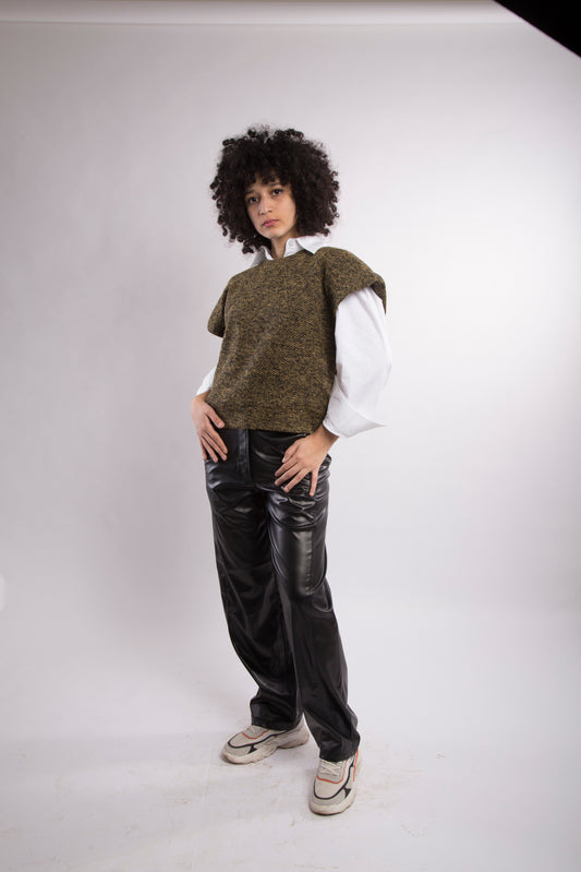 leather straight leg pant