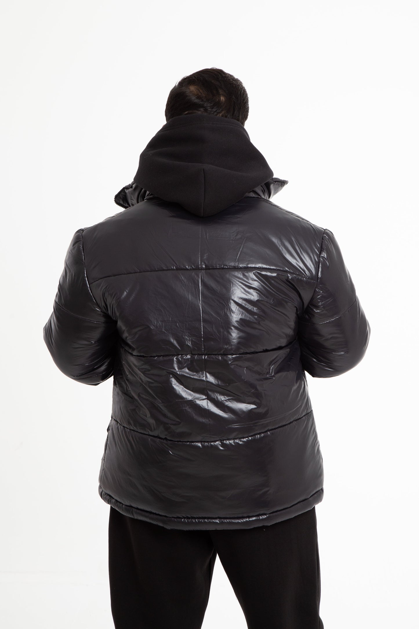 Puffer jacket with hidden hoodie