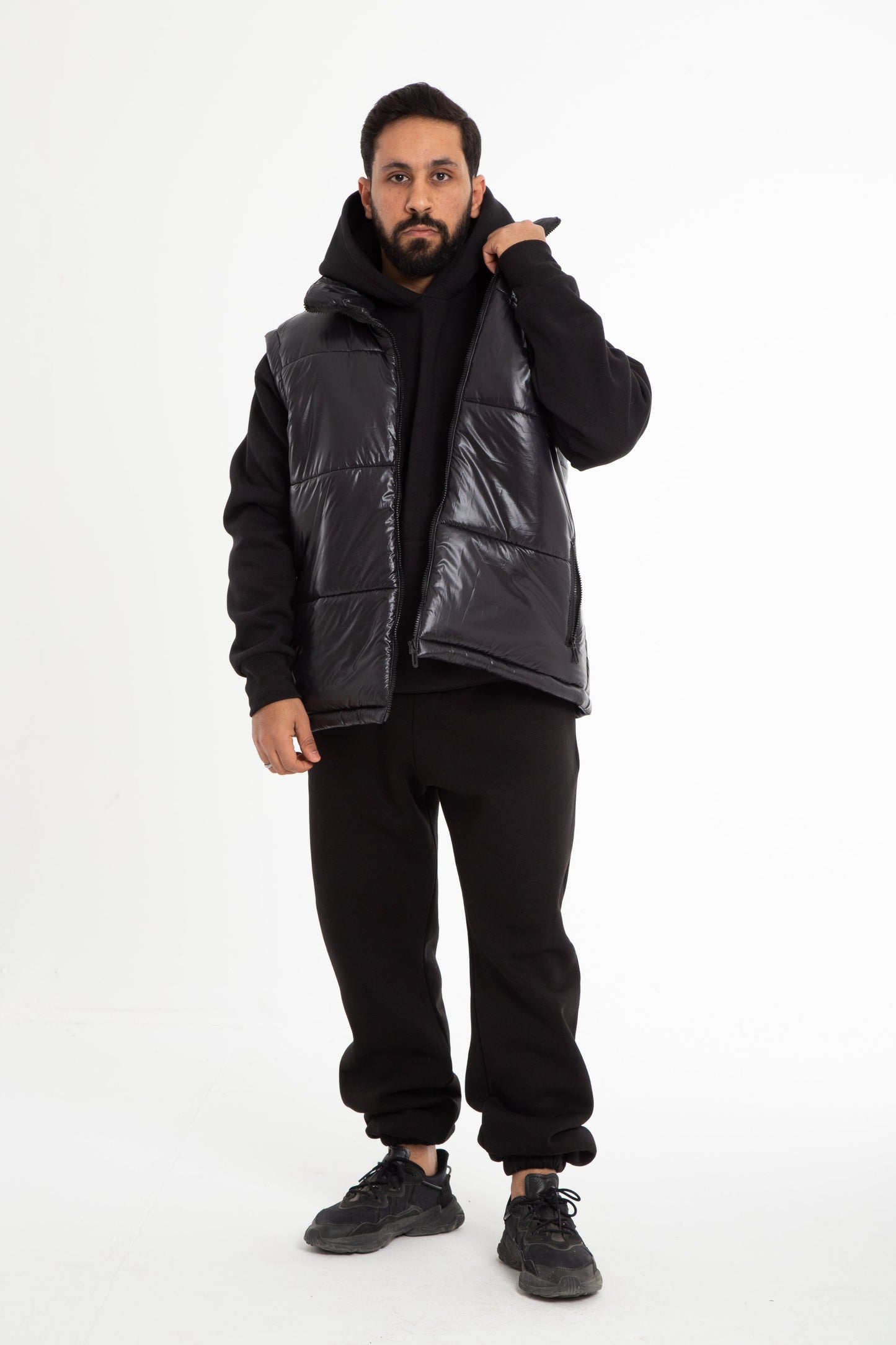 Puffer vest with hidden hoodie