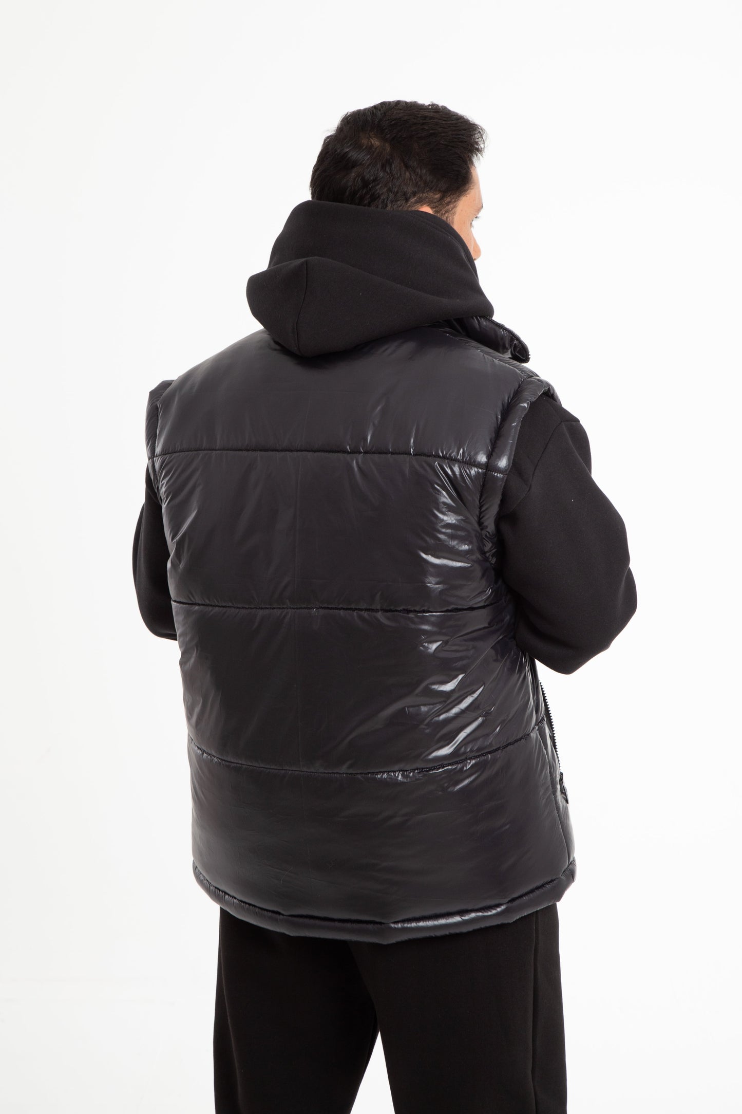 Puffer vest with hidden hoodie