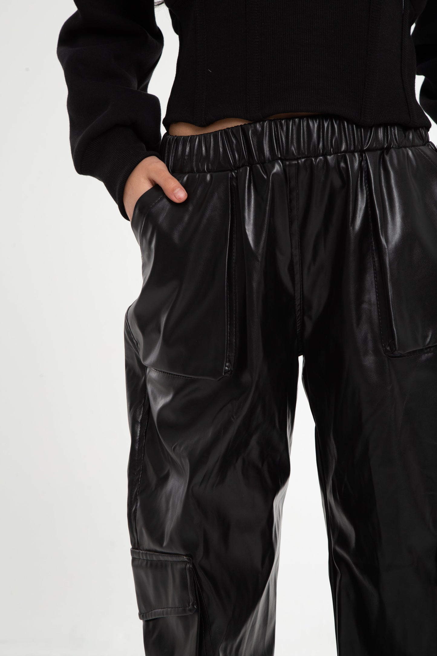 Leather cargo pant