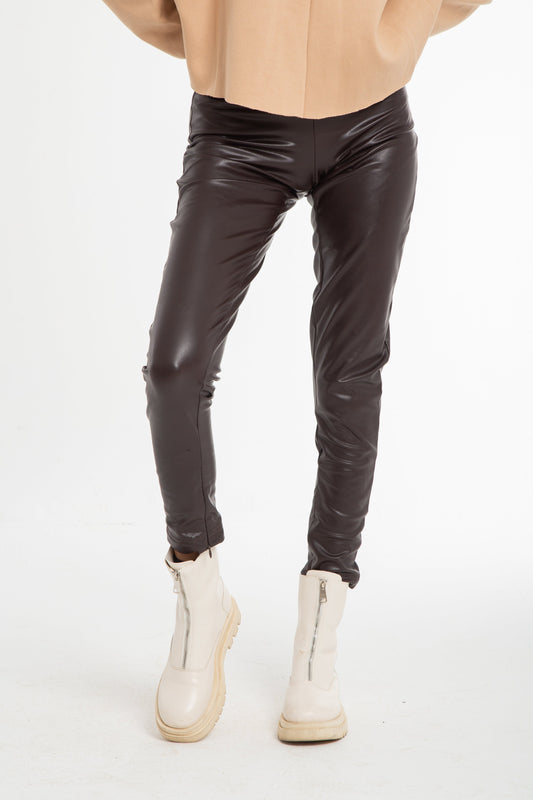 Leather leggings with velvet lining