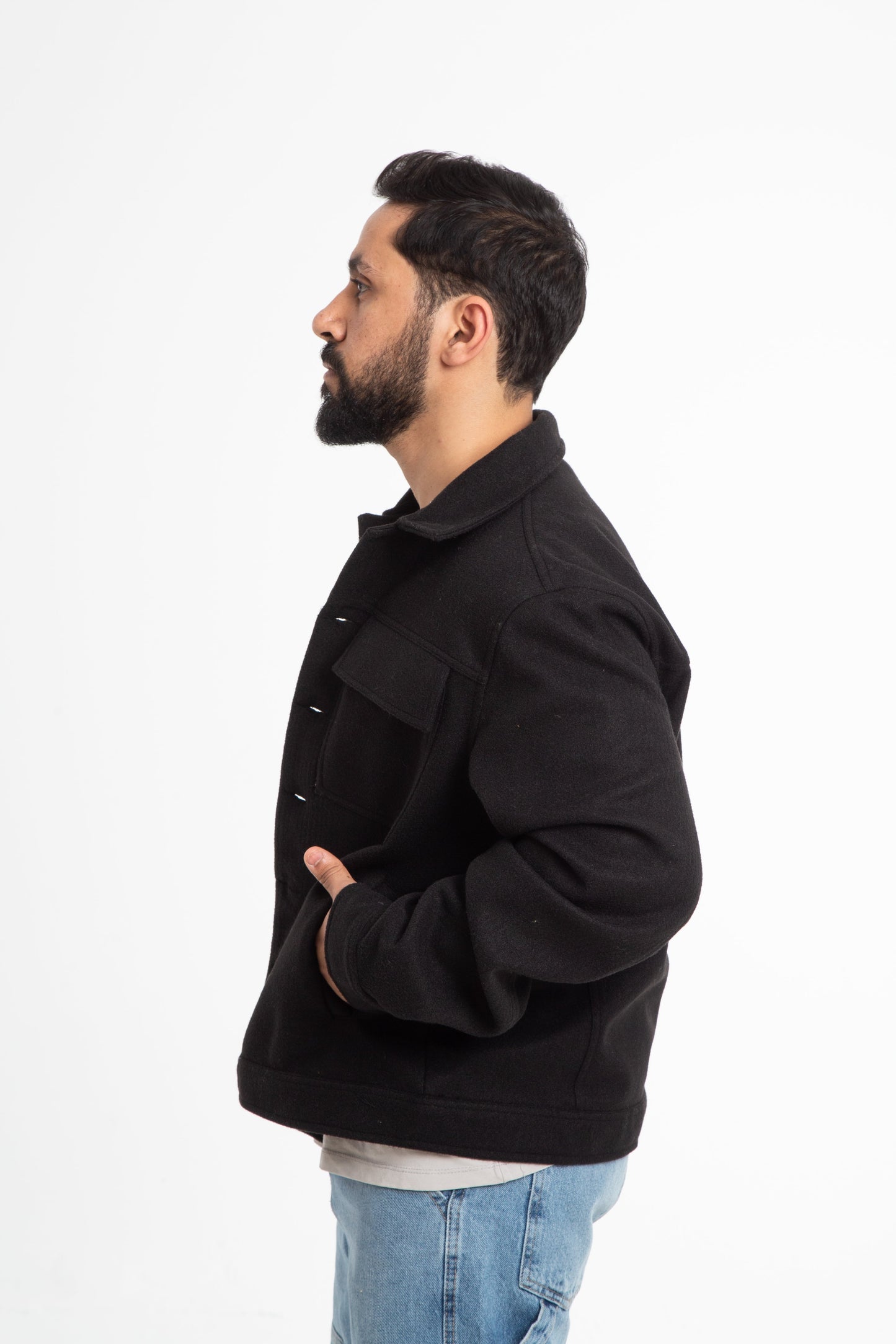 Jacket with front square pockets