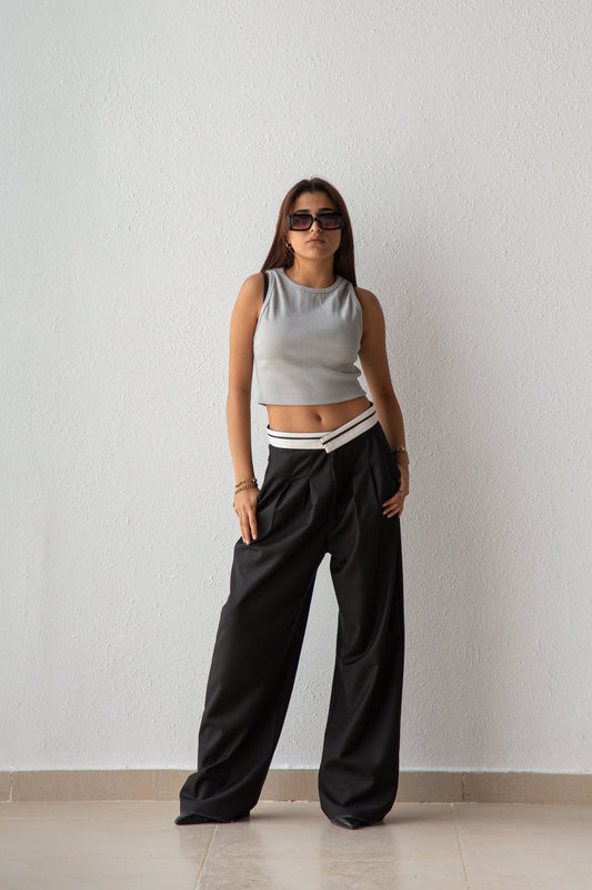 Pants with white waist band