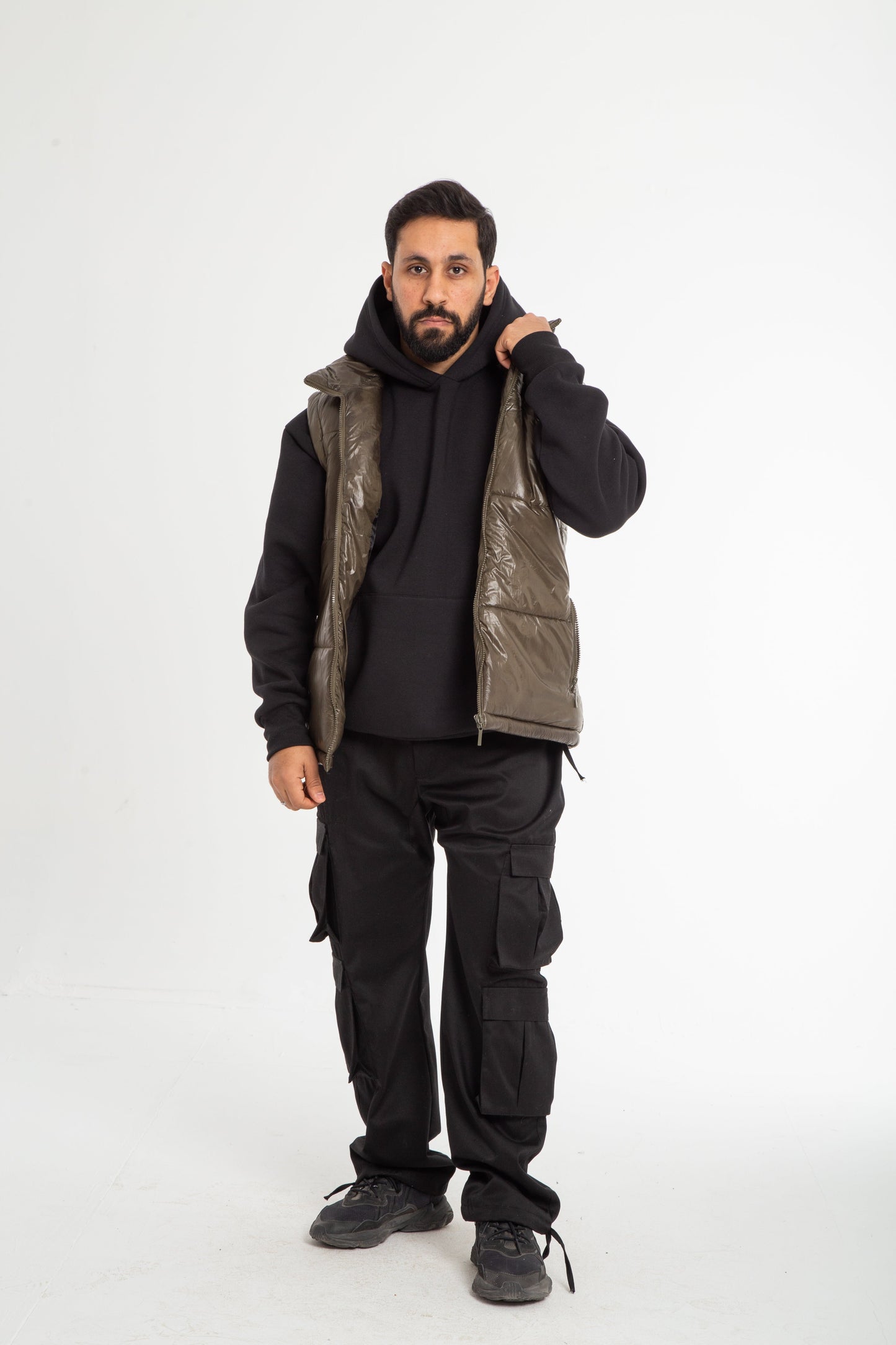 Puffer vest with hidden hoodie