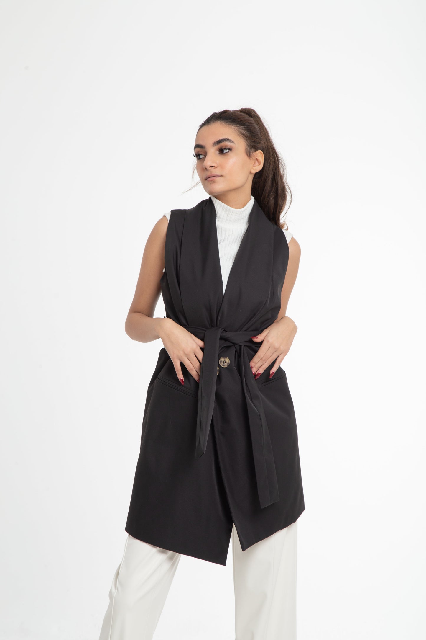 Tailored lined vest with shawl collar