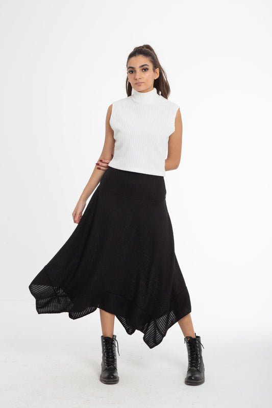 Tricot skirt with handkerchief hemline