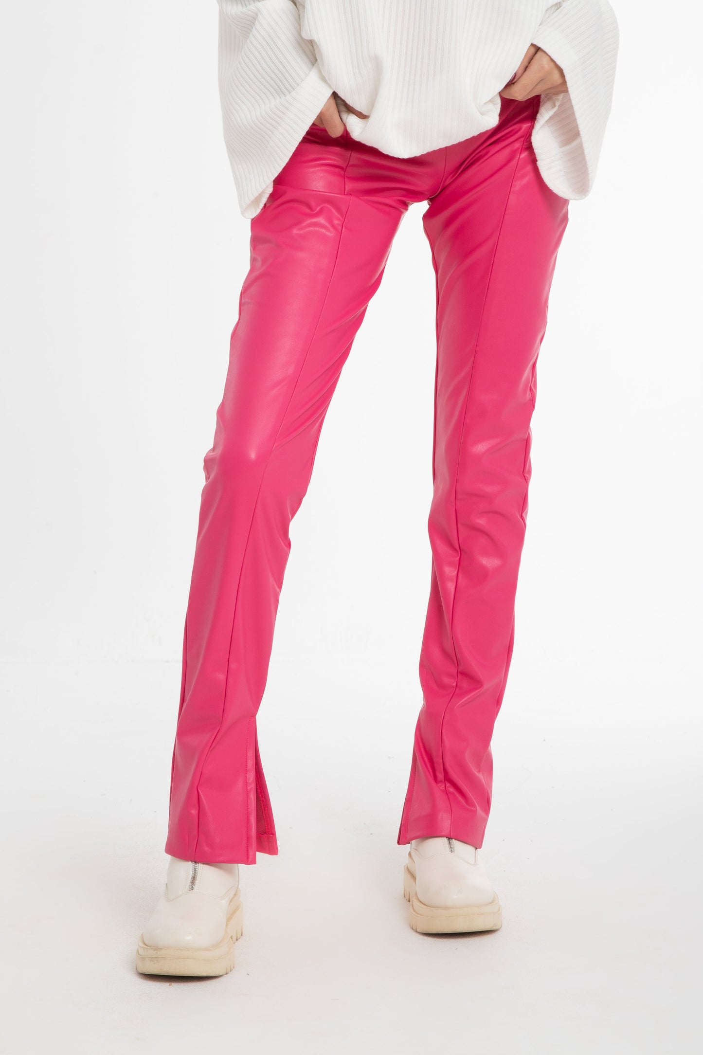 Leather Lycra pant with side slit