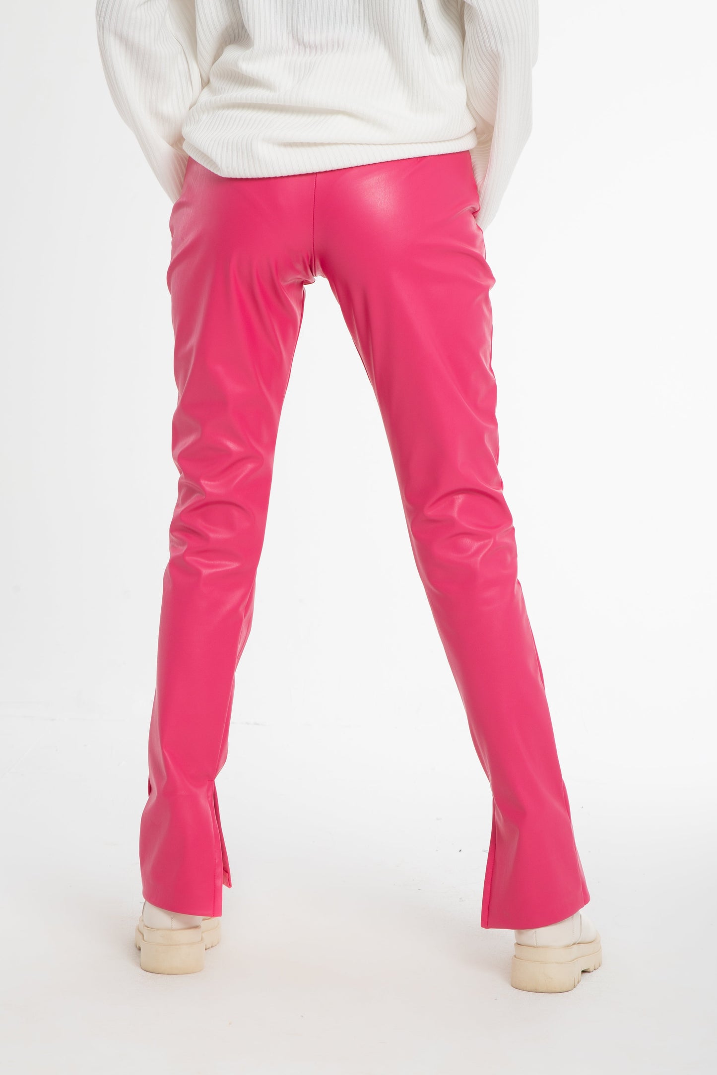 Leather Lycra pant with side slit