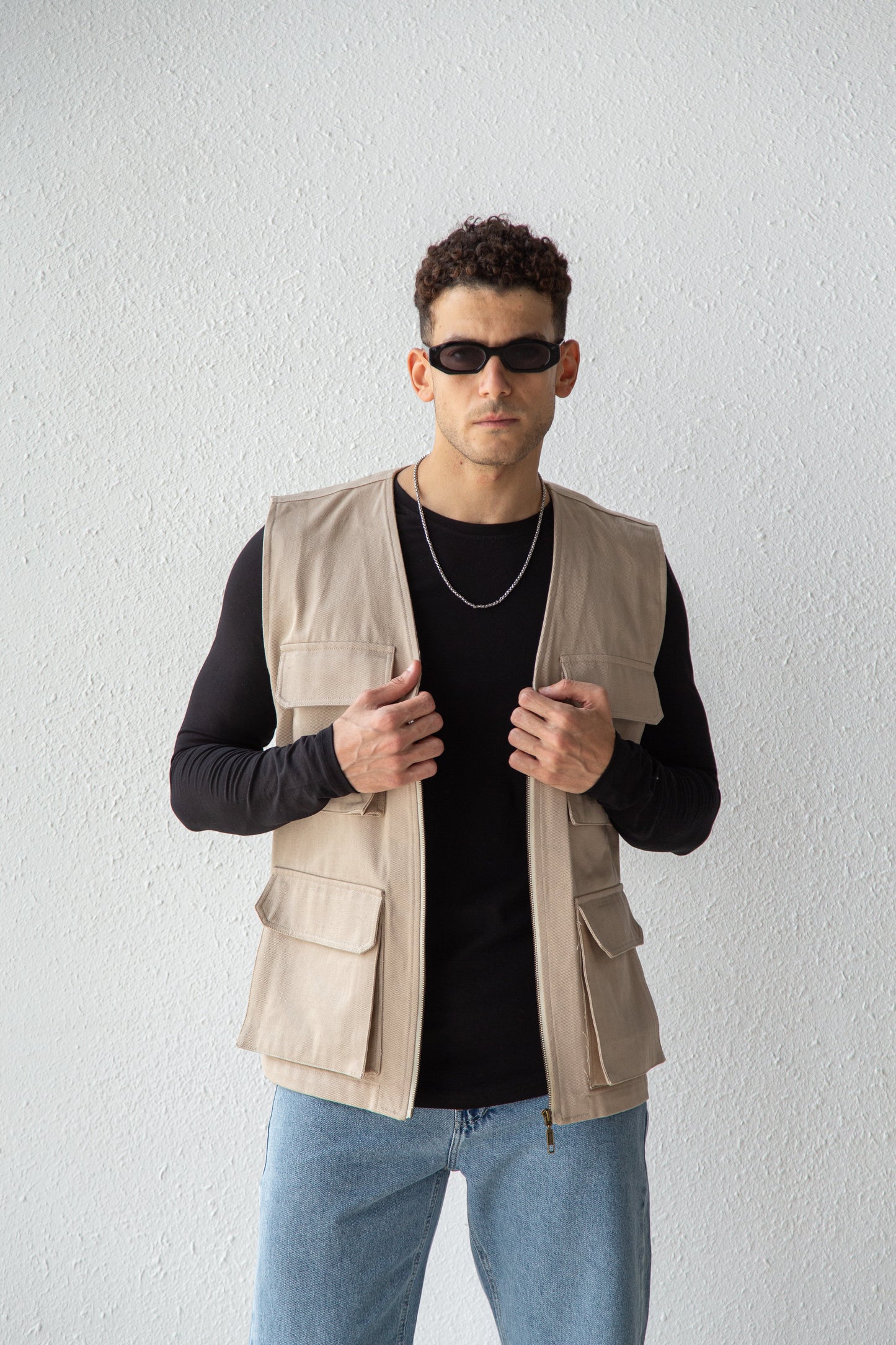 Gabardine cargo vest