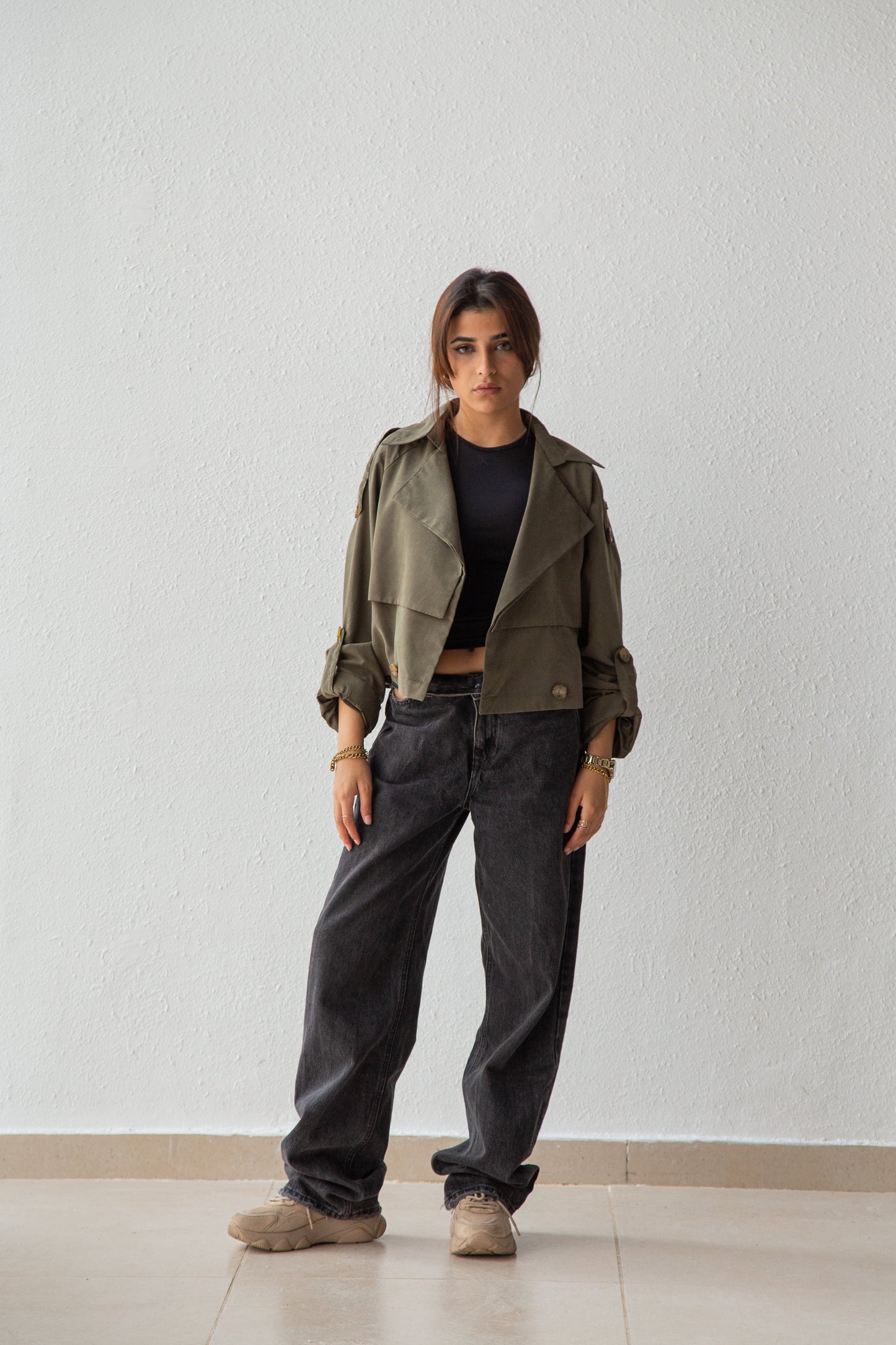 Cropped Trench Jacket light fabric