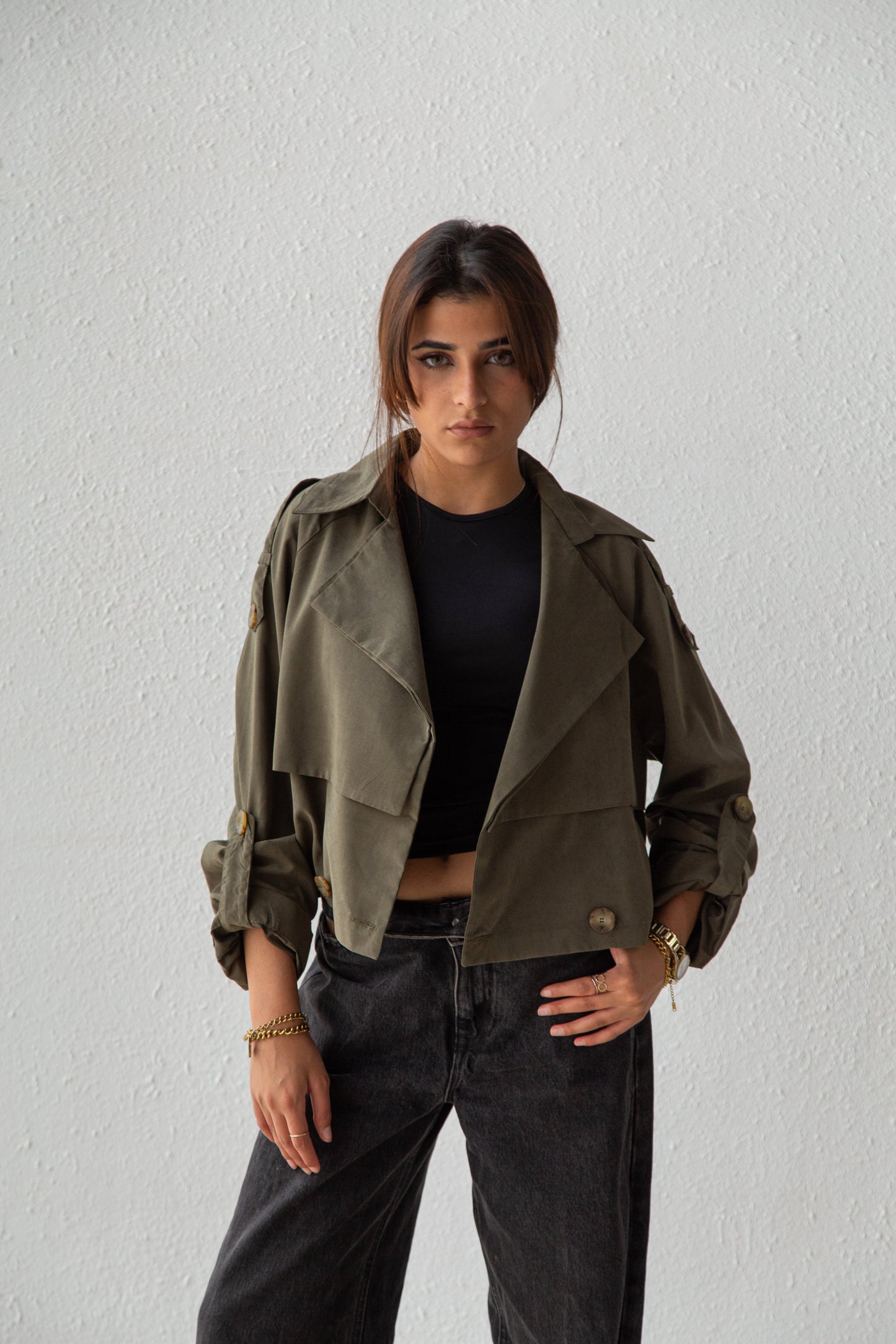 Cropped Trench Jacket light fabric