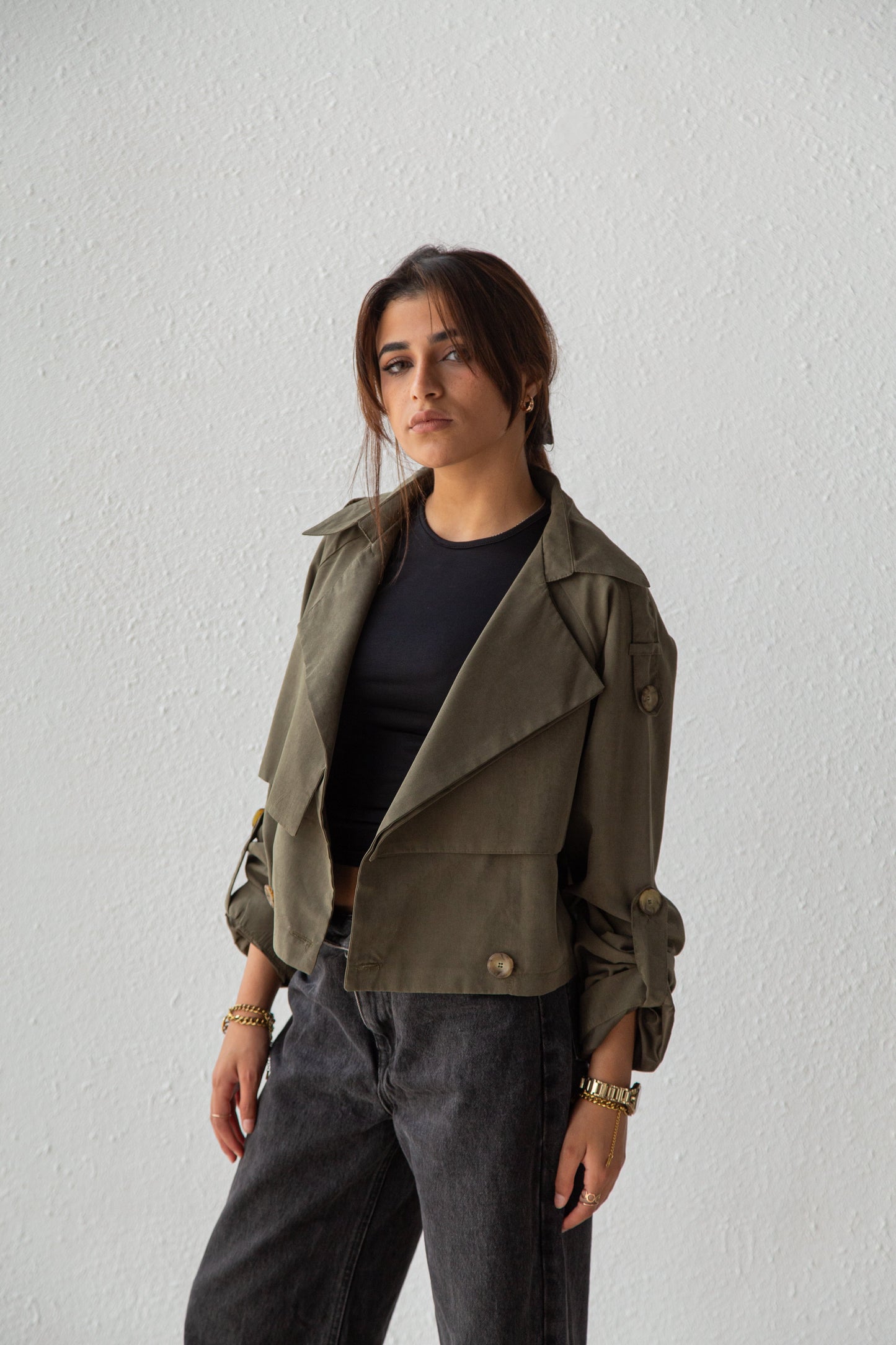 Cropped Trench Jacket light fabric