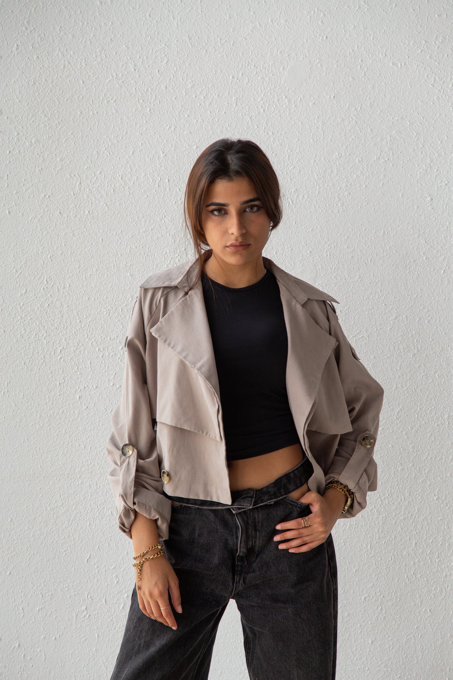 Cropped Trench Jacket light fabric